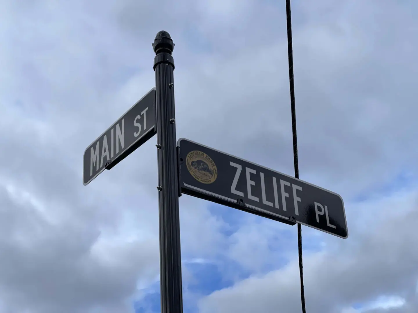 main st and zeliff place street sign in lincoln park nj