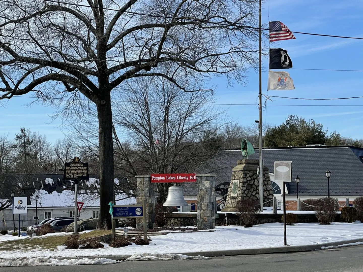 The Liberty Bell in Pompton Lakes, New Jersey, is a locally significant, commemorative, full-size replica presented to the borough in 1957 by the local Elks Club, serving as a town symbol of American independence, freedom, and local heritage. It is located near the Pompton Lakes Public Library and Washington's Headquarters, highlighting the town's Revolutionary War history.