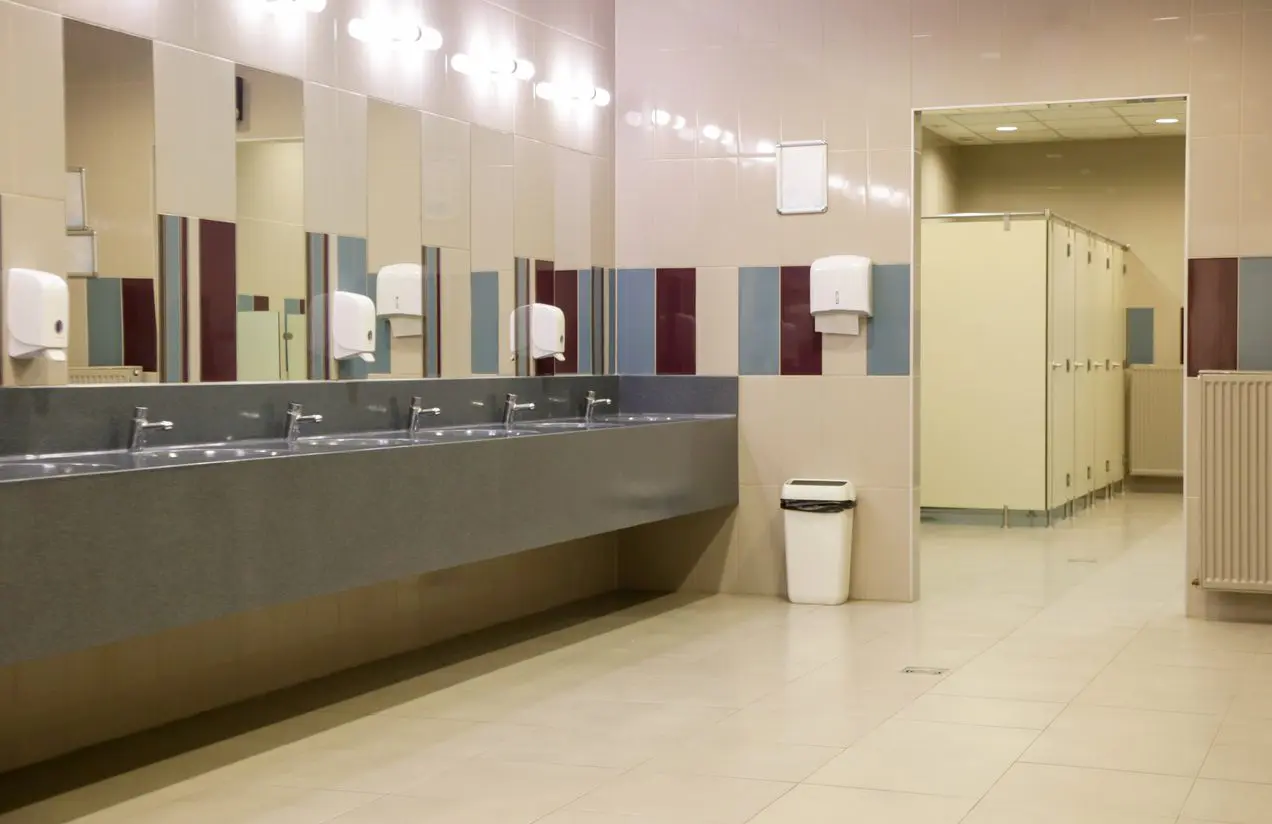 image of a clean public office bathroom