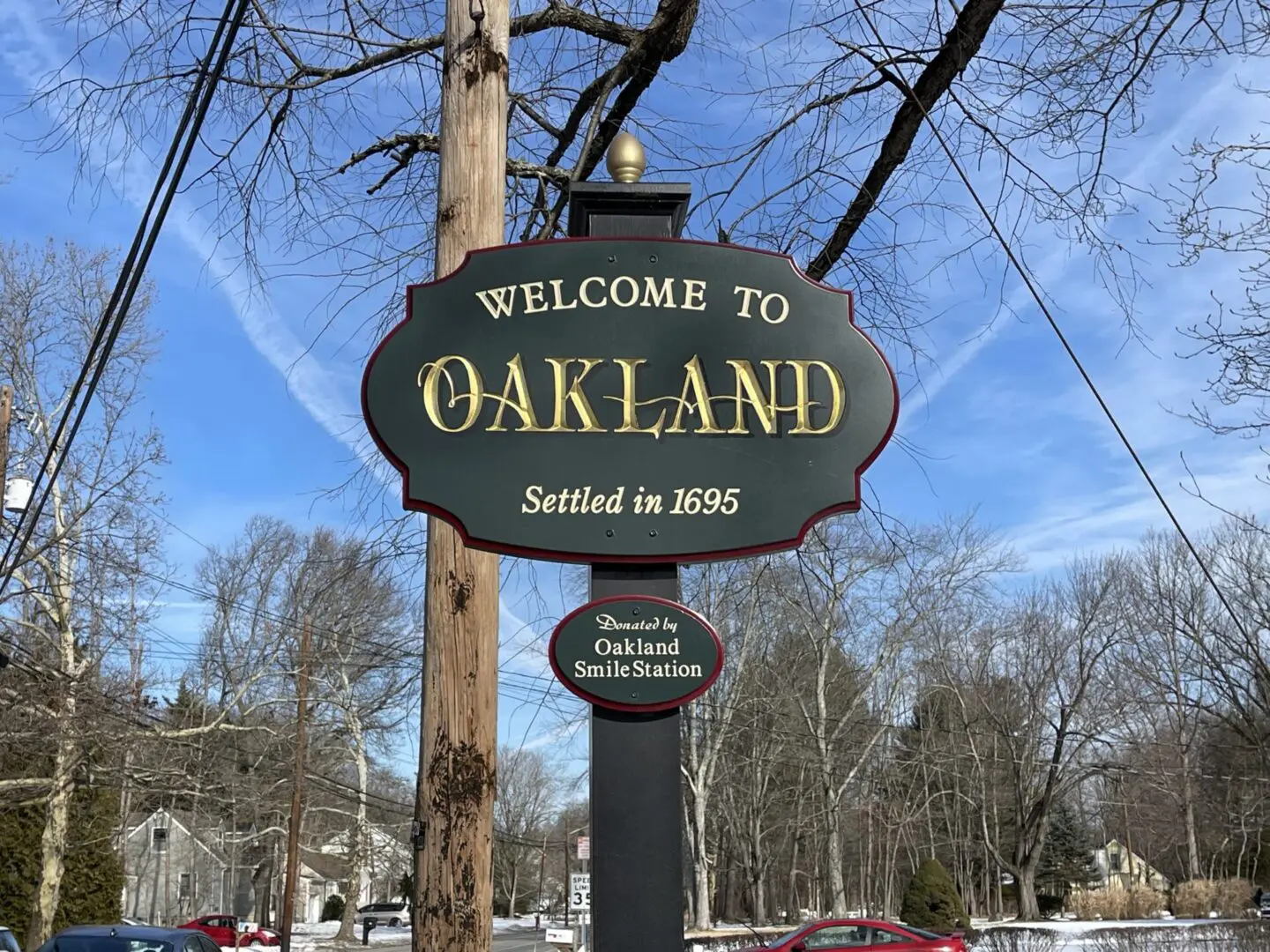 welcome to Oakland New Jersey sign, home of cleaning for busy people