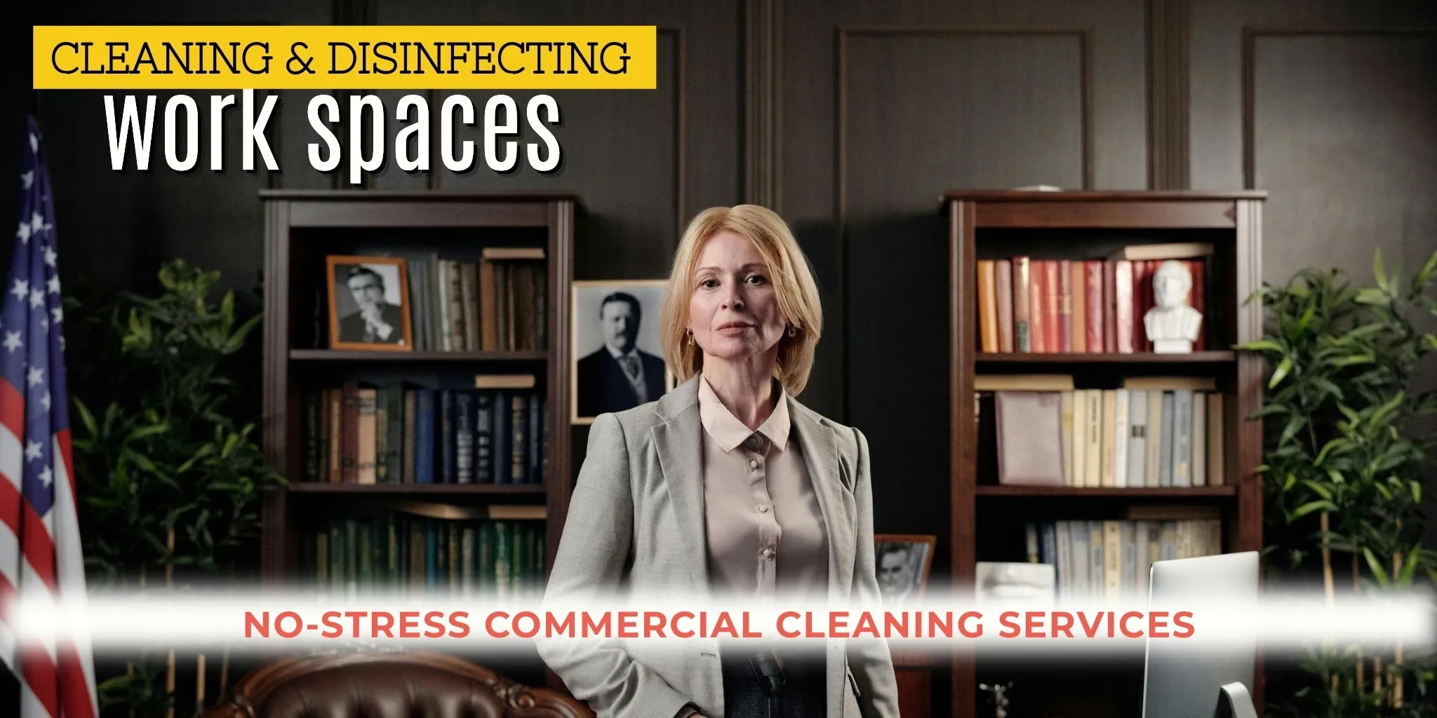 IMAGE OF A LAW OFFICE. "CLEANING FOR BUSY PEOPLE PROVIDES NO-STRESS COMMERCIAL CLEANING SERVICES"
